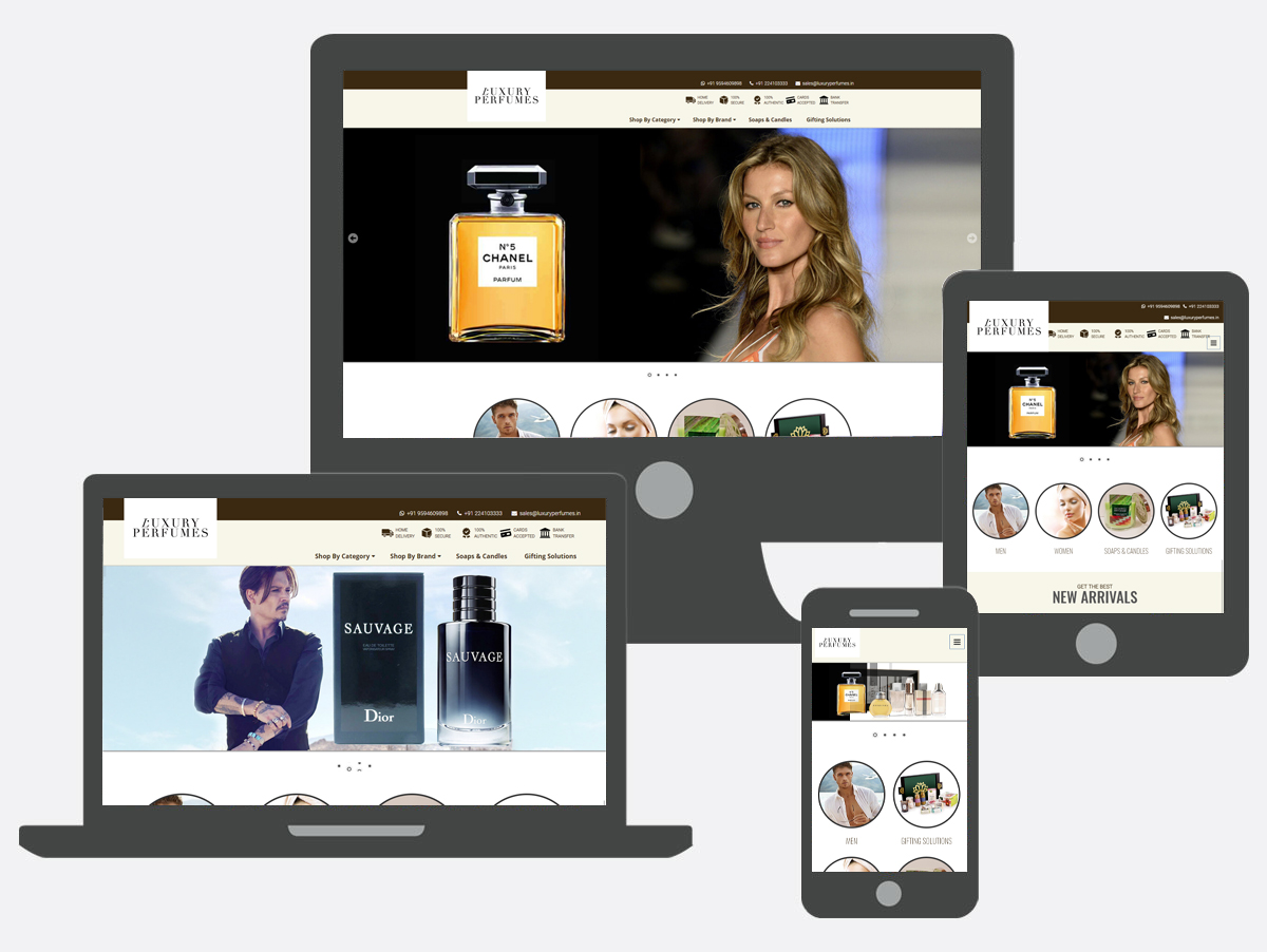 luxury perfumes mobile responisve design